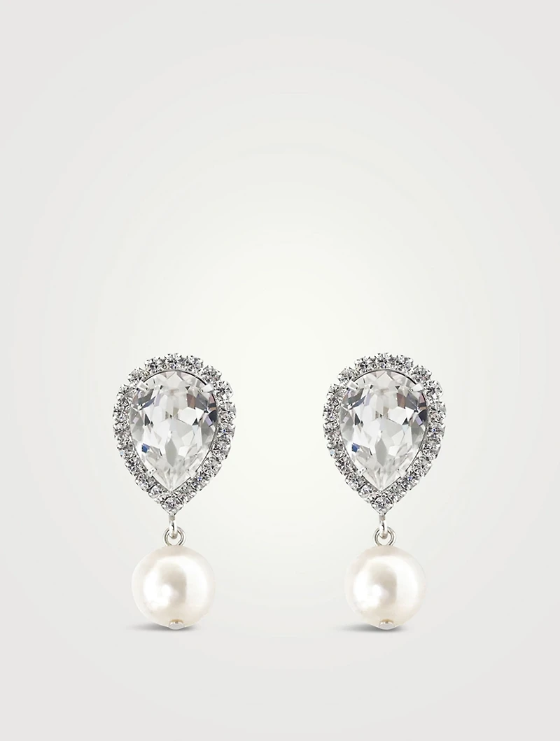 Drop Earrings With Faux Pearl And Crystal