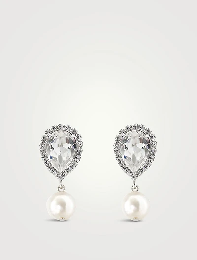 Drop Earrings With Faux Pearl And Crystal
