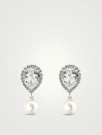 Drop Earrings With Faux Pearl And Crystal