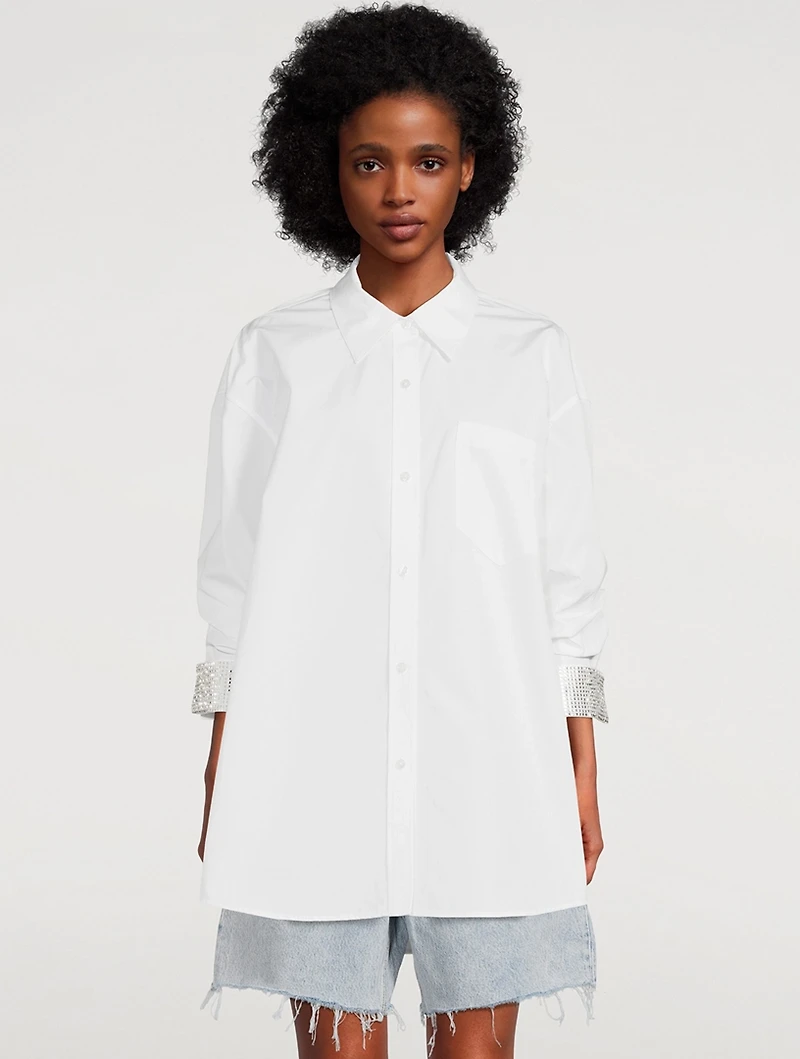Cotton Shirt With Crystal Cuffs
