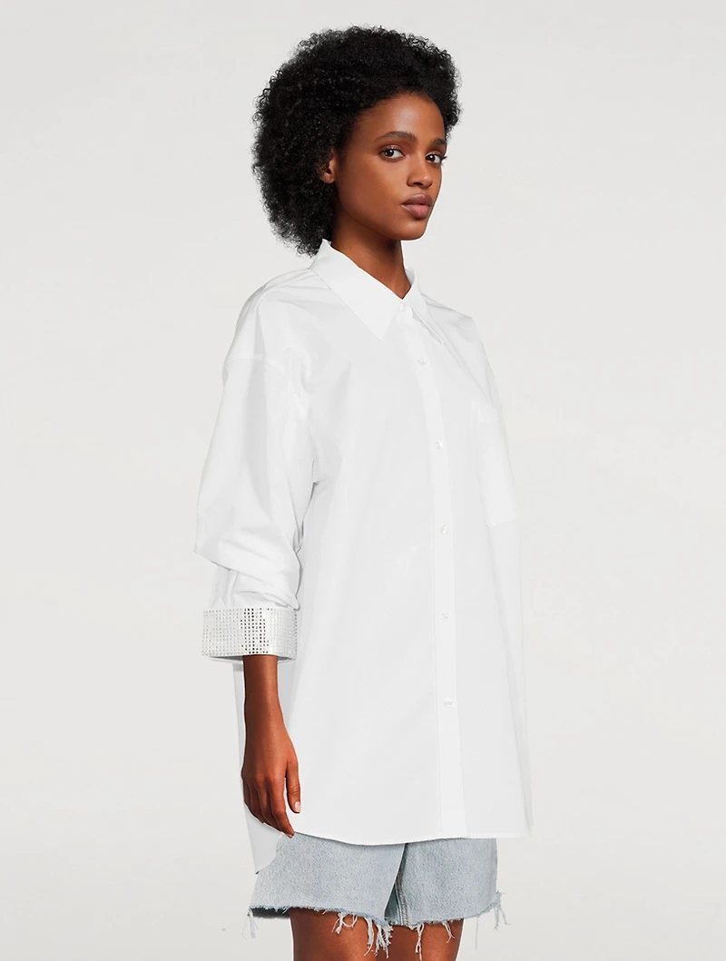 Cotton Shirt With Crystal Cuffs