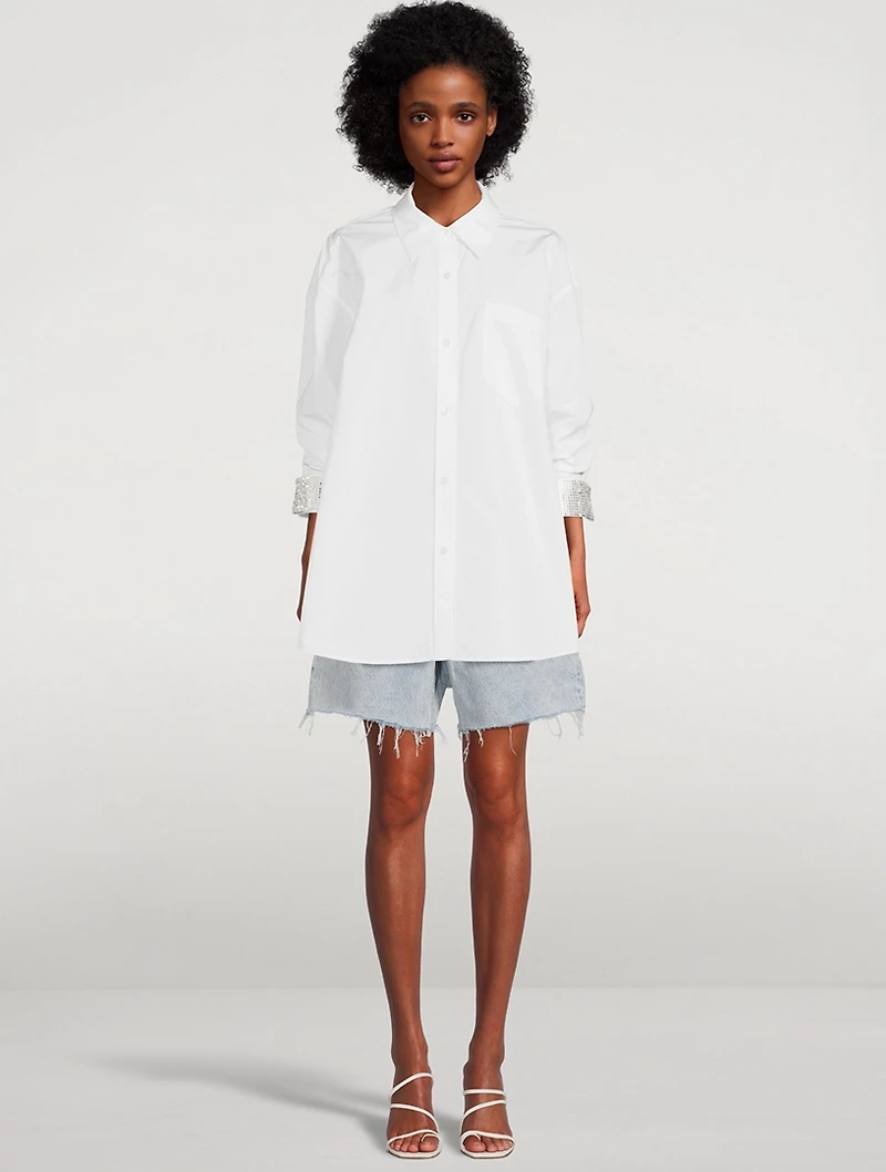 Cotton Shirt With Crystal Cuffs