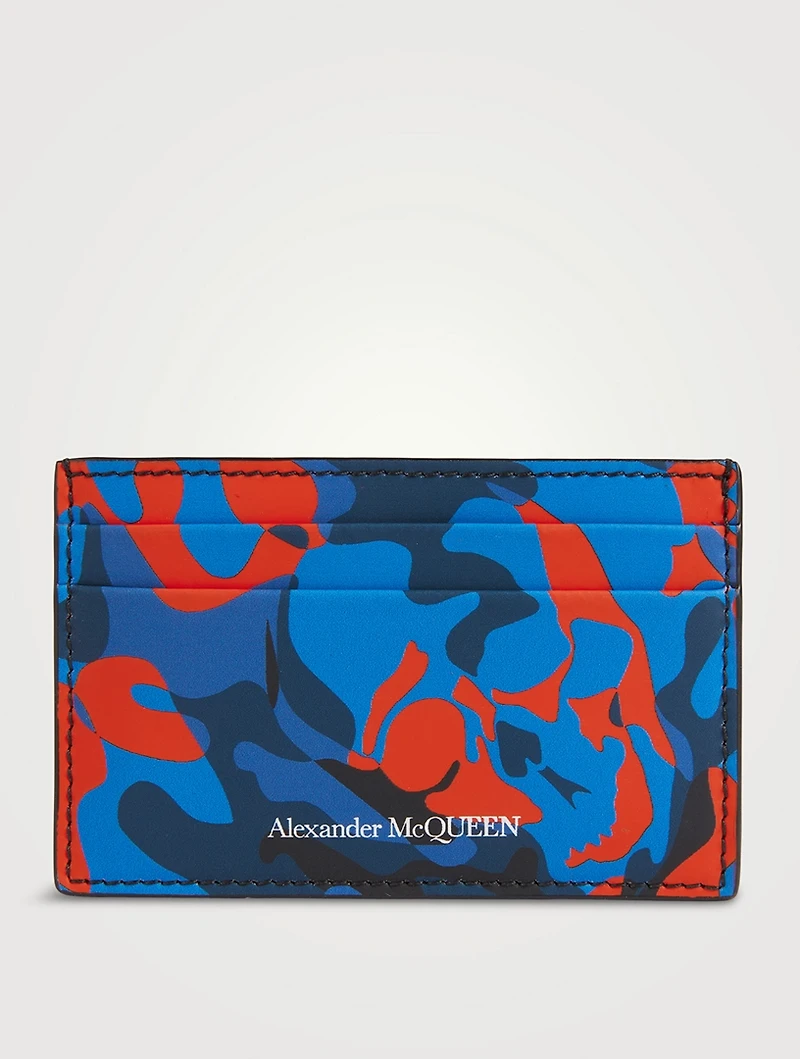 Leather Card Holder In Camo Print