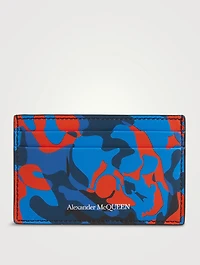 Leather Card Holder In Camo Print
