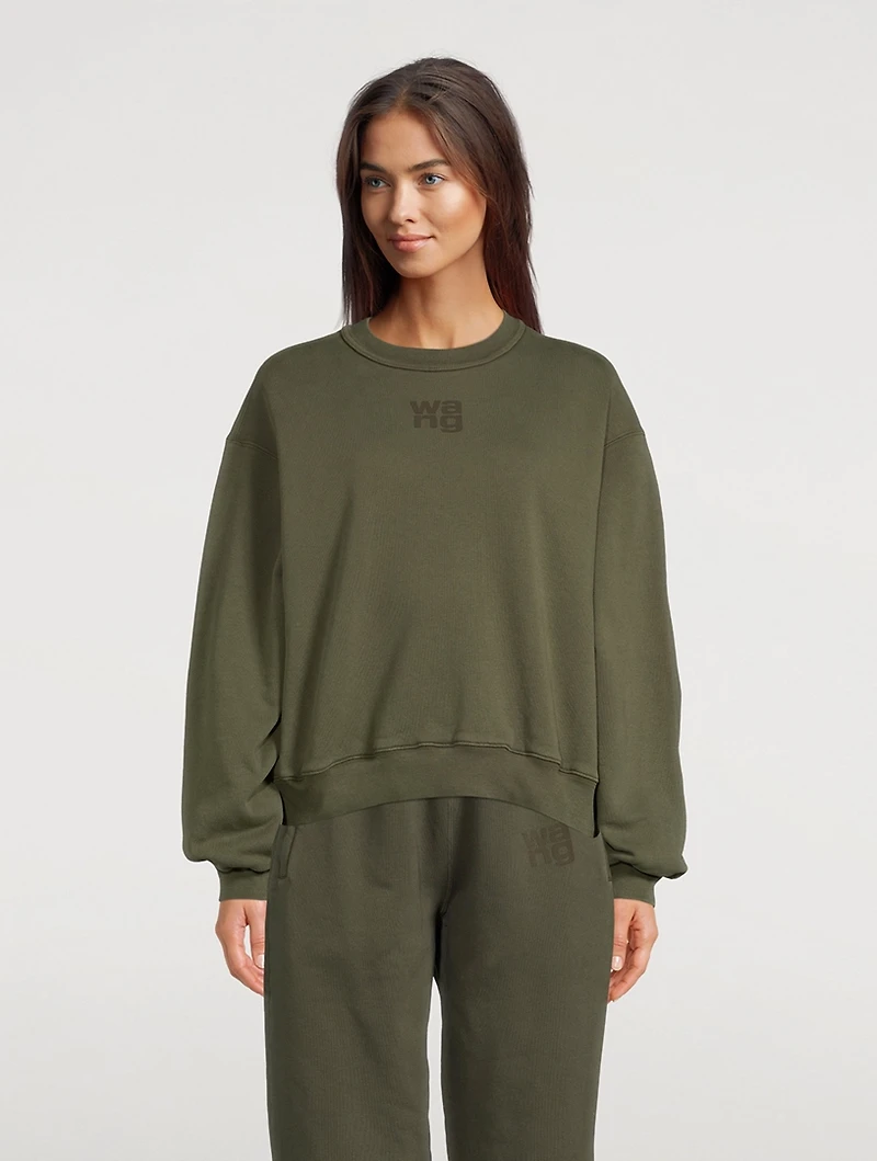 Structured Terry Crewneck Sweatshirt With Puff Paint Logo
