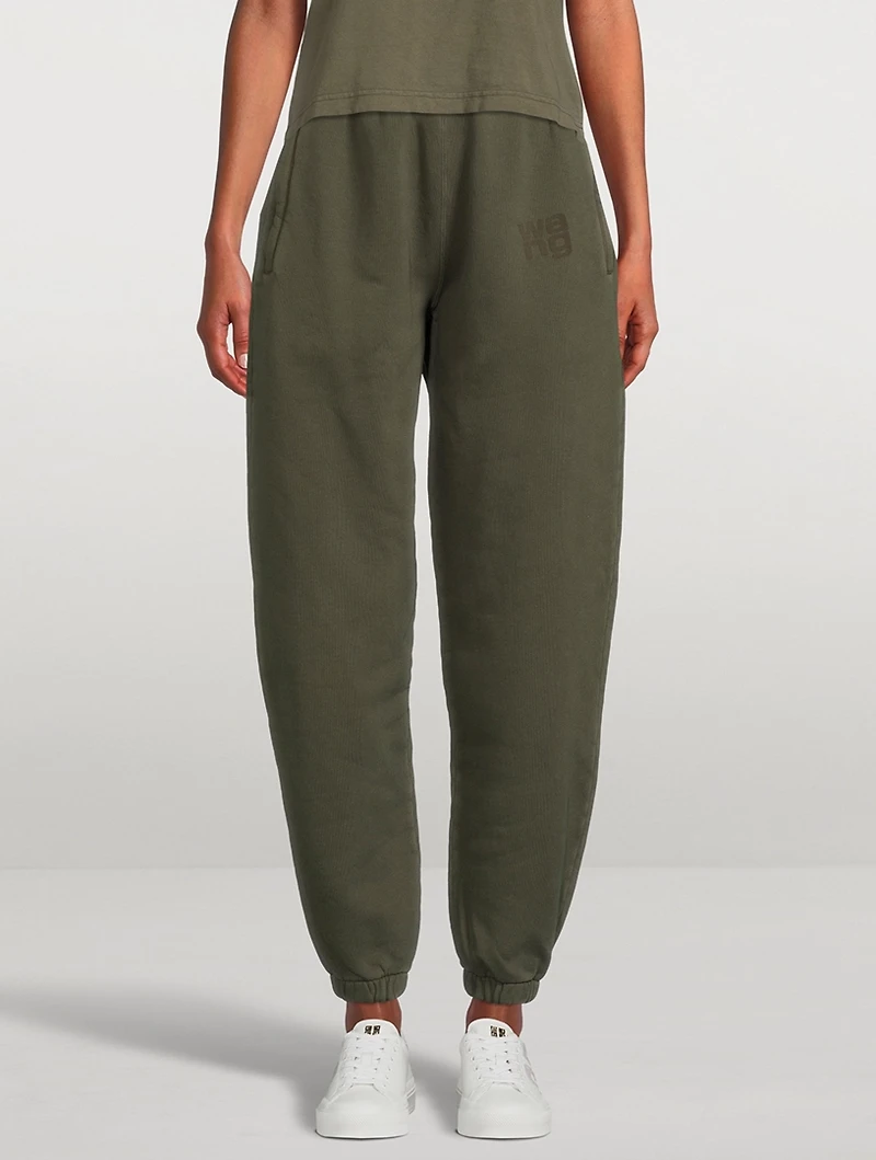 Structured Terry Joggers With Puff Paint Logo
