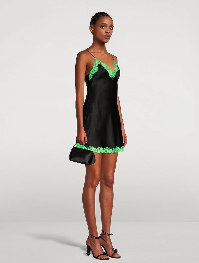 Lace-Trimmed Silk Slip Dress