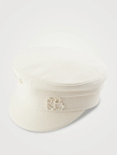 Baker Boy Cap With Faux Pearls