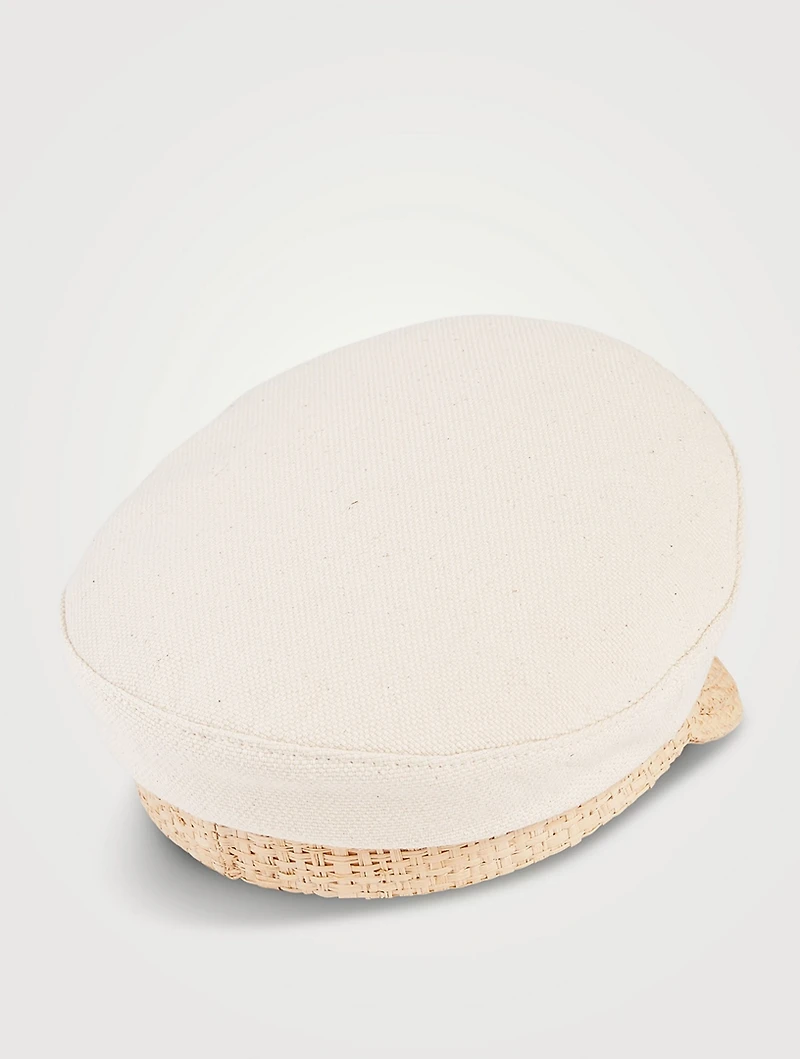 Combined Straw-Brim Baker Boy Beret Cap