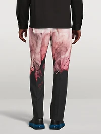 Cotton Gabardine Baggy Pants Flower Print