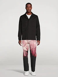 Cotton Gabardine Baggy Pants Flower Print