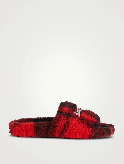 Furry Political Campaign Slide Sandals Plaid Print