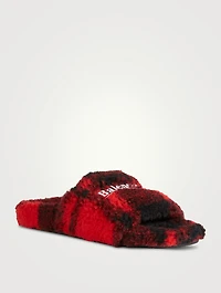 Furry Political Campaign Slide Sandals Plaid Print