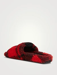Furry Political Campaign Slide Sandals Plaid Print