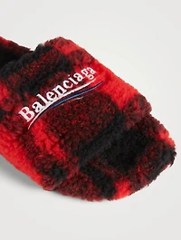 Furry Political Campaign Slide Sandals Plaid Print