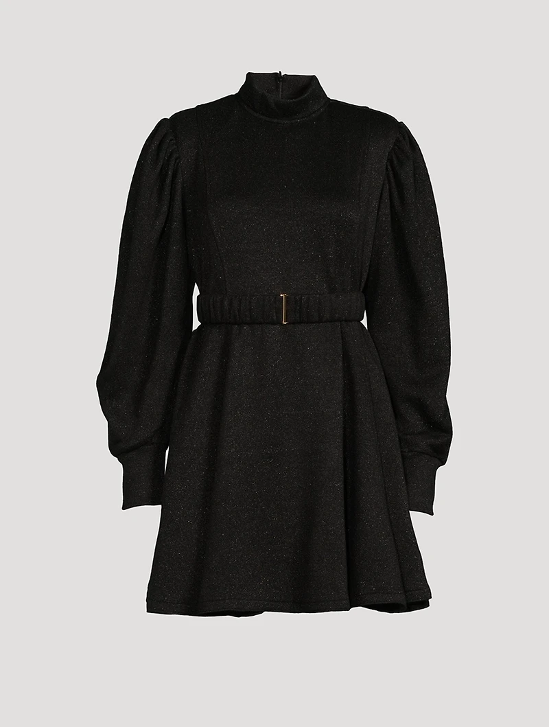 Lotus Belted Lurex Mini Dress