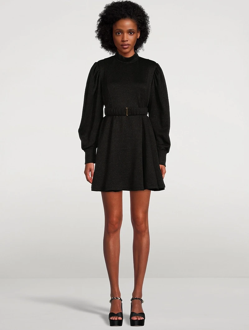 Lotus Belted Lurex Mini Dress