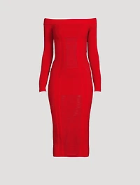 Off-The-Shoulder Knit Maxi Dress