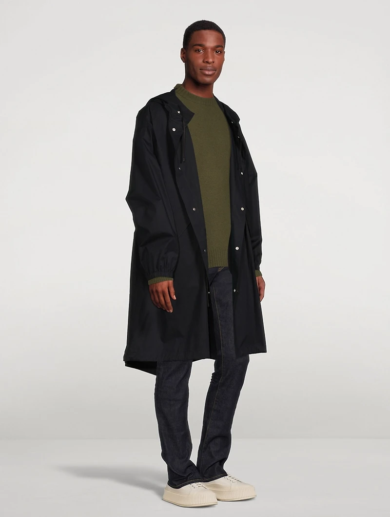 Cotton Long Jacket With Hood