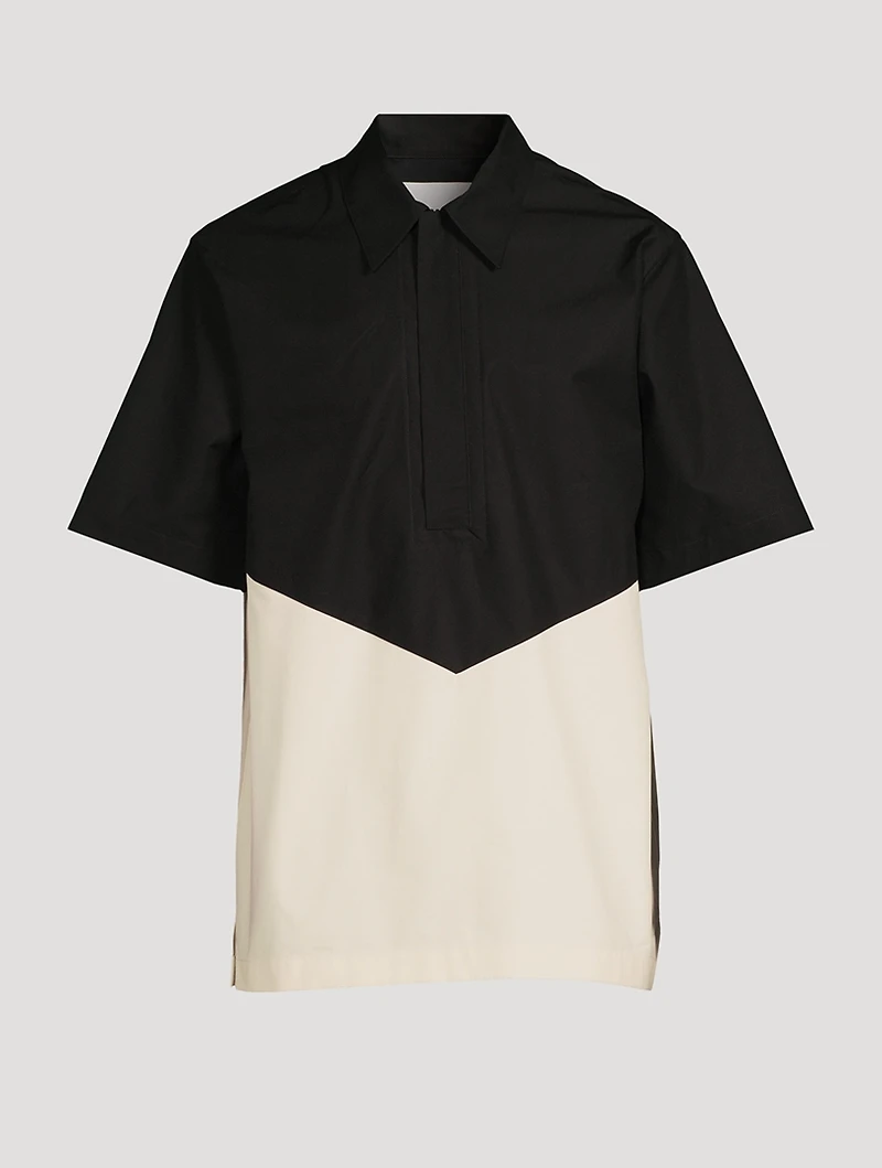Cotton Short-Sleeve Zip Shirt