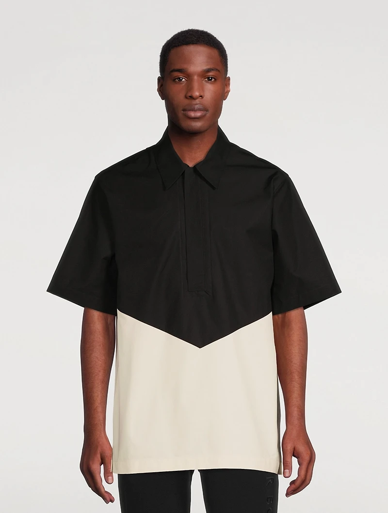 Cotton Short-Sleeve Zip Shirt