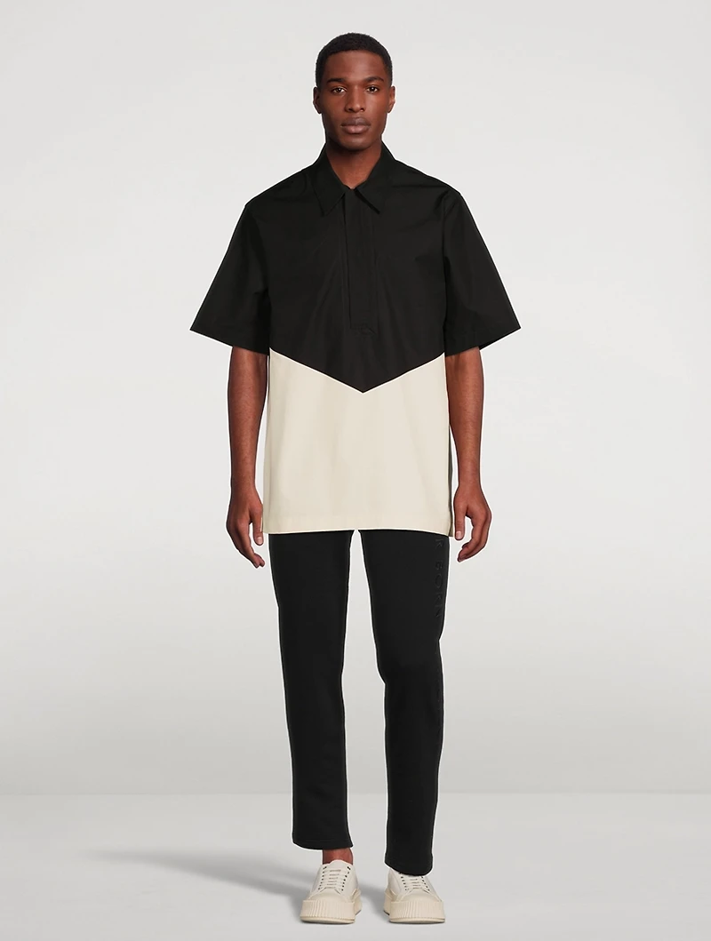 Cotton Short-Sleeve Zip Shirt
