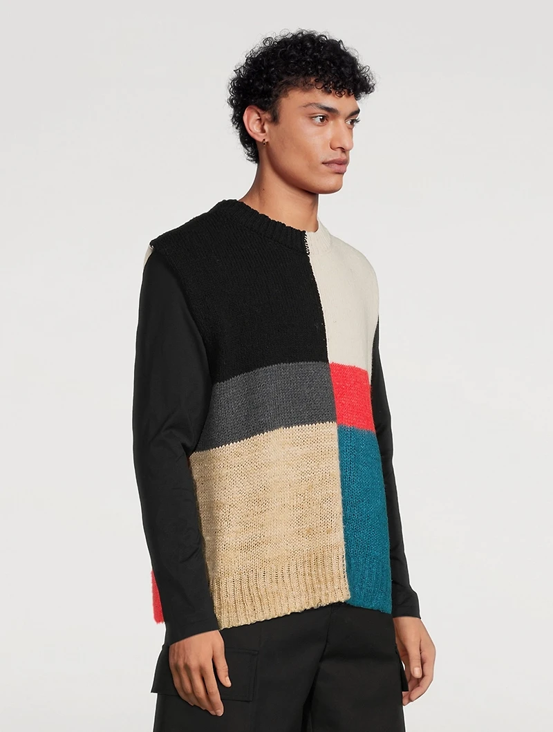 Silk And Wool Colourblock Vest