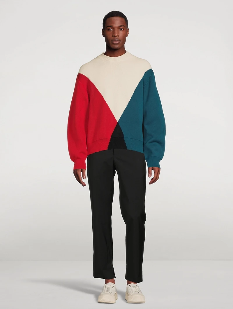 Cotton And Wool Jacquard Sweater