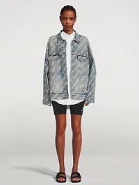 Bell-Sleeve Denim Jacket Logo Print