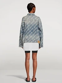 Bell-Sleeve Denim Jacket Logo Print