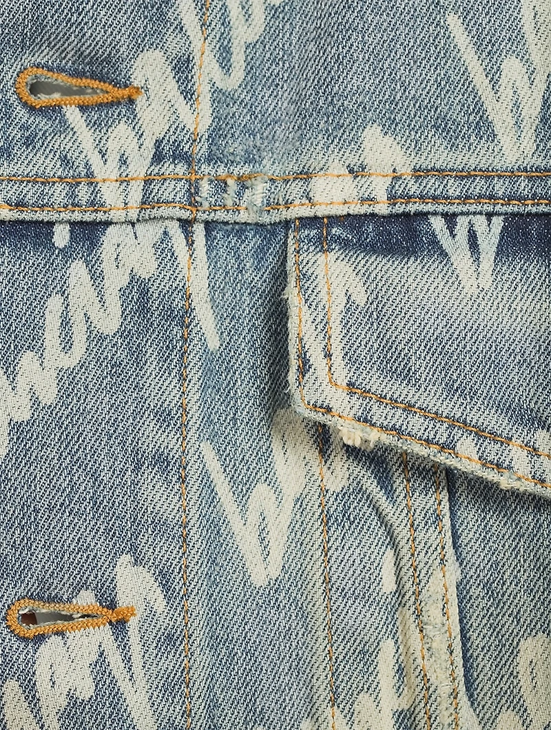 Bell-Sleeve Denim Jacket Logo Print