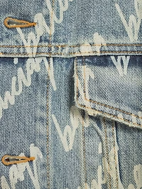 Bell-Sleeve Denim Jacket Logo Print