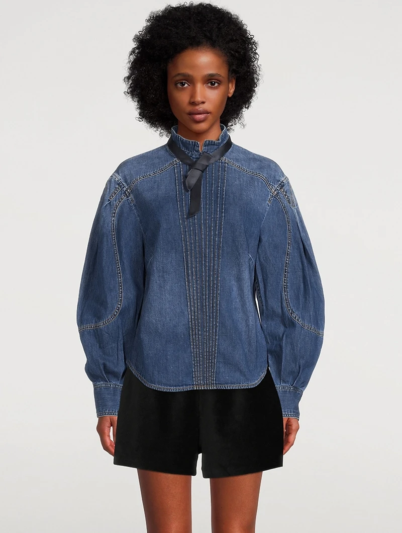 Rhythmic Denim Tuxedo Shirt