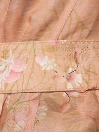 Dancer Puff-Sleeve Organza Mini Dress Floral Print