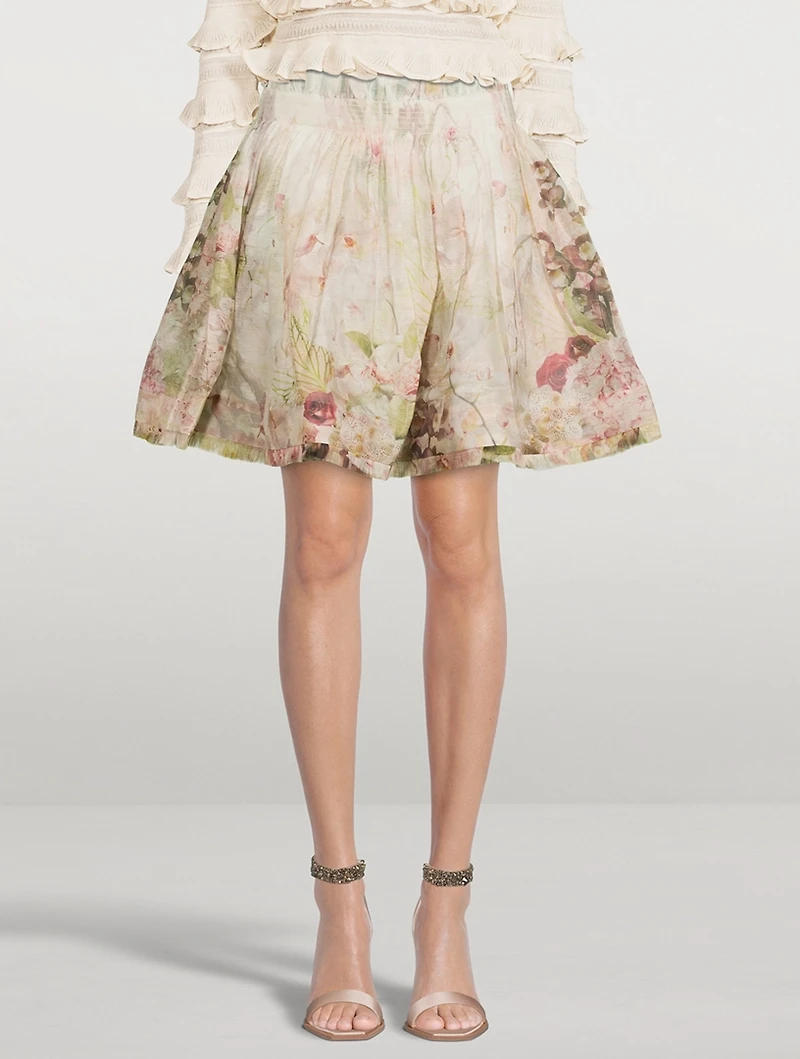 Dancer Organza Mini Skirt Floral Print