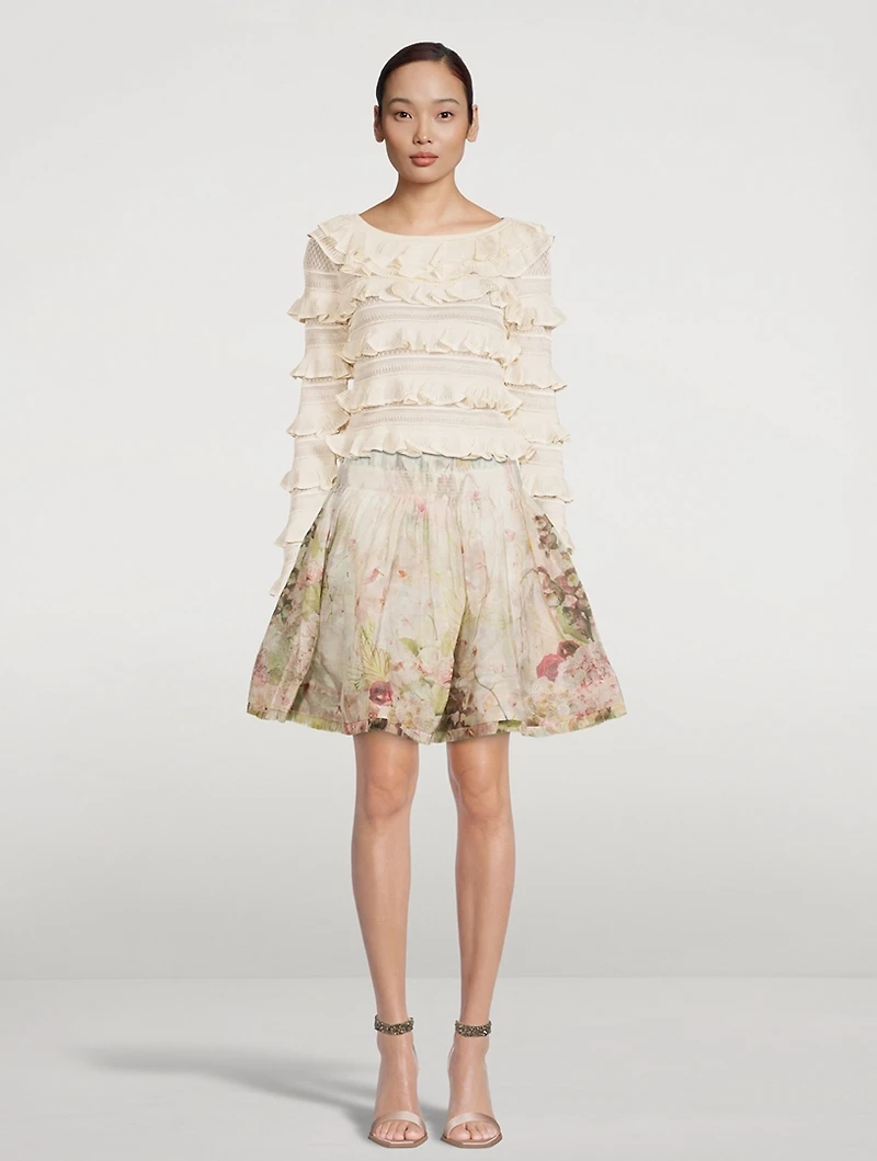 Dancer Organza Mini Skirt Floral Print