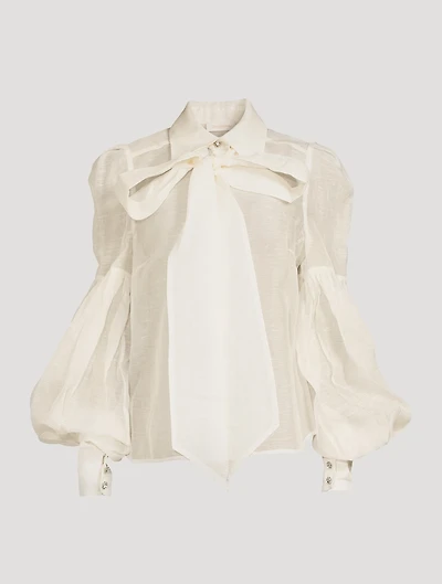 Dancer Organza Tie-Neck Blouse