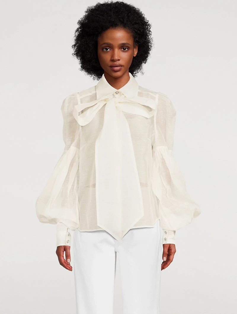 Dancer Organza Tie-Neck Blouse