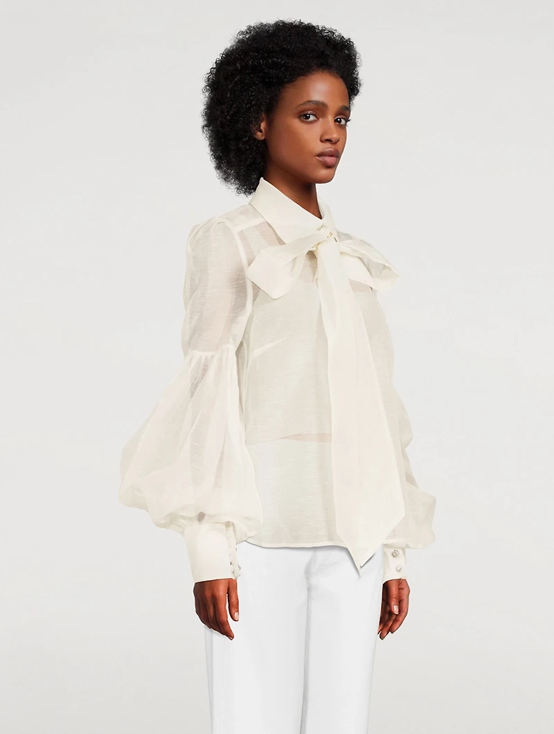 Dancer Organza Tie-Neck Blouse