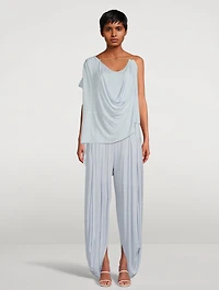Chain-Embellished Draped Top