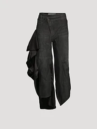 Curve-Leg Jeans With Satin Ruffle