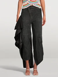 Curve-Leg Jeans With Satin Ruffle