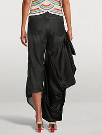Curve-Leg Jeans With Satin Ruffle