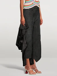 Curve-Leg Jeans With Satin Ruffle