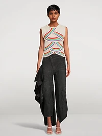 Curve-Leg Jeans With Satin Ruffle