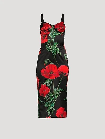 Bustier Midi Dress Poppy Print