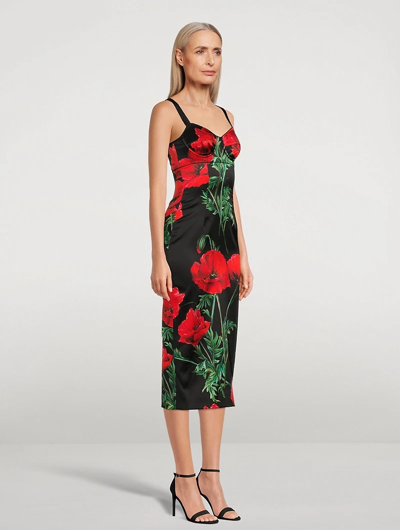 Bustier Midi Dress Poppy Print