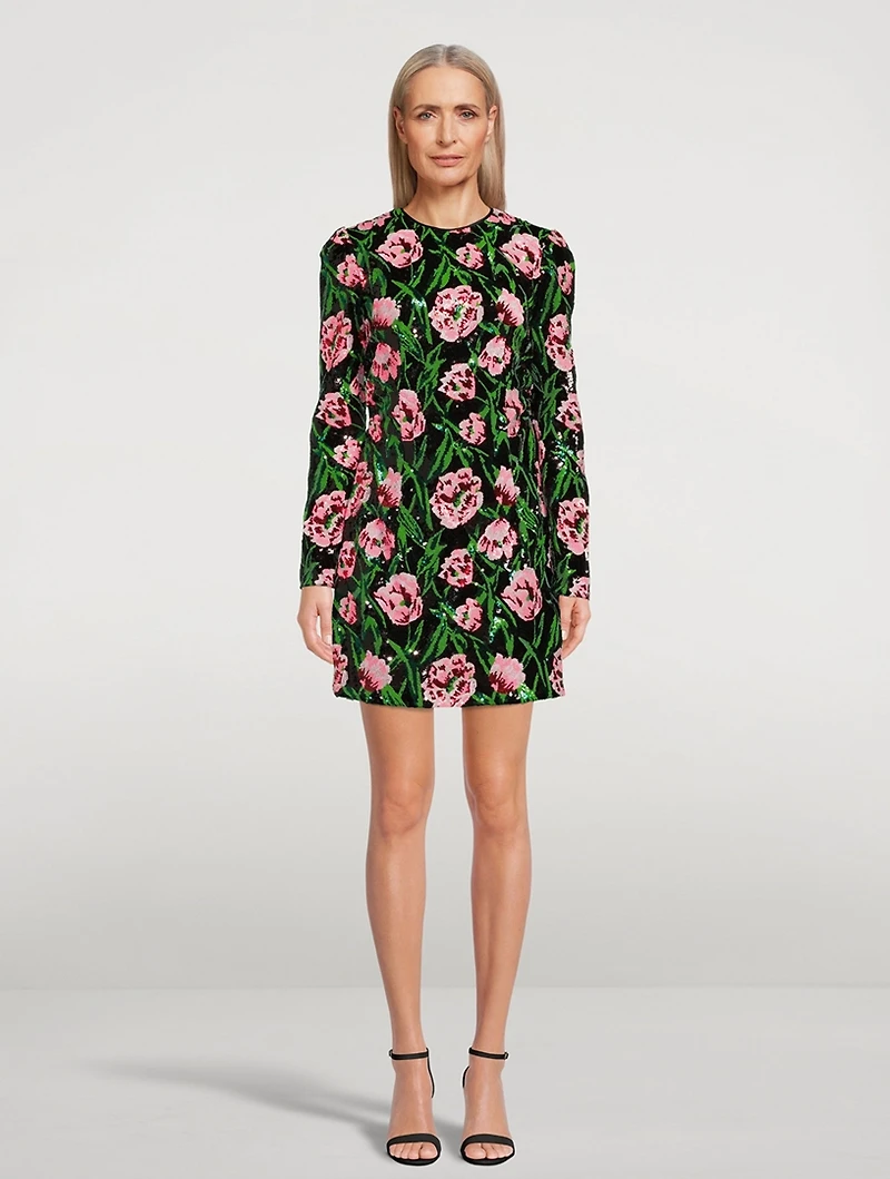 Sequin Mini Dress Tulip Print