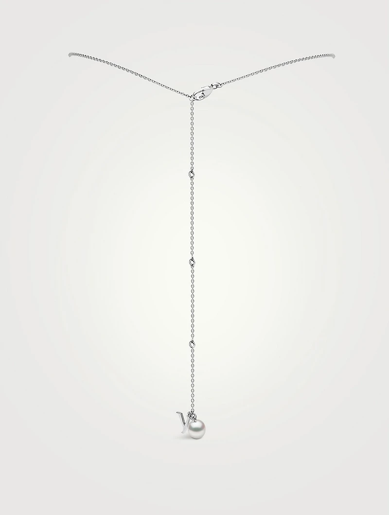 Trend 18K White Gold Freshwater Pearl And Diamond Necklace