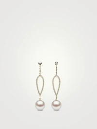 Trend 18K Gold Freshwater Pearl And Diamond Earrings